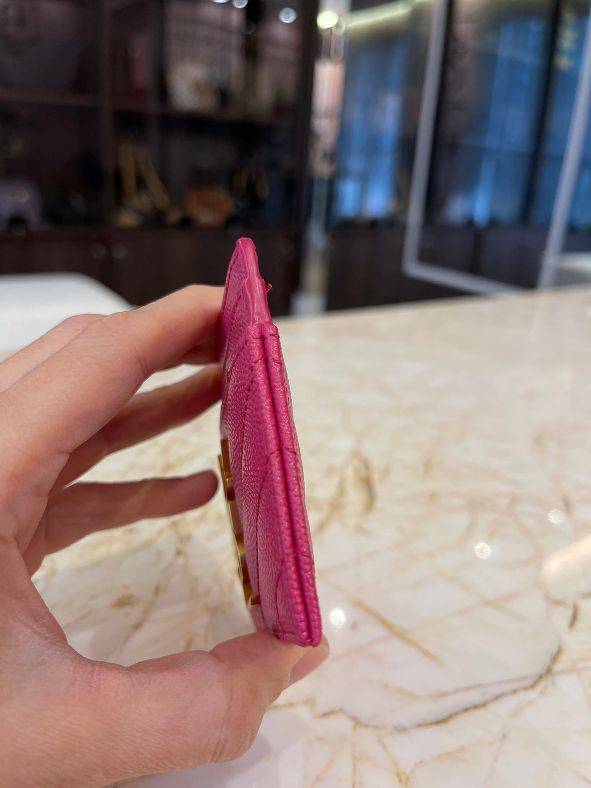 Porta Cartão YSL Cassandre Couro Calfskin Rosa