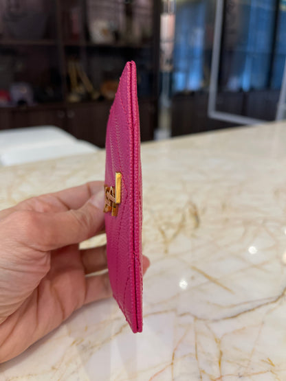 Porta Cartão YSL Cassandre Couro Calfskin Rosa