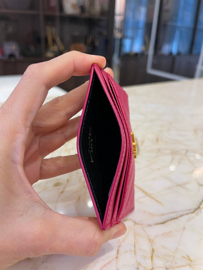 Porta Cartão YSL Cassandre Couro Calfskin Rosa