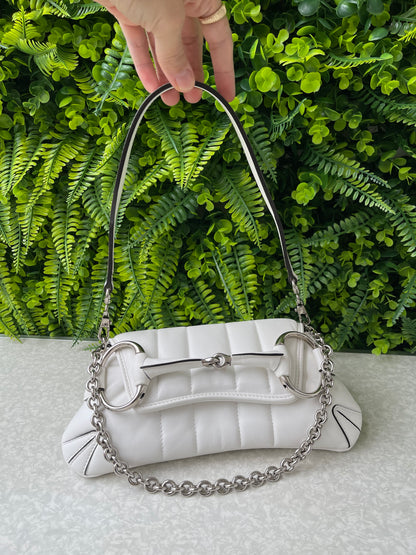 Gucci Horsebit Chain Leather Small Branca