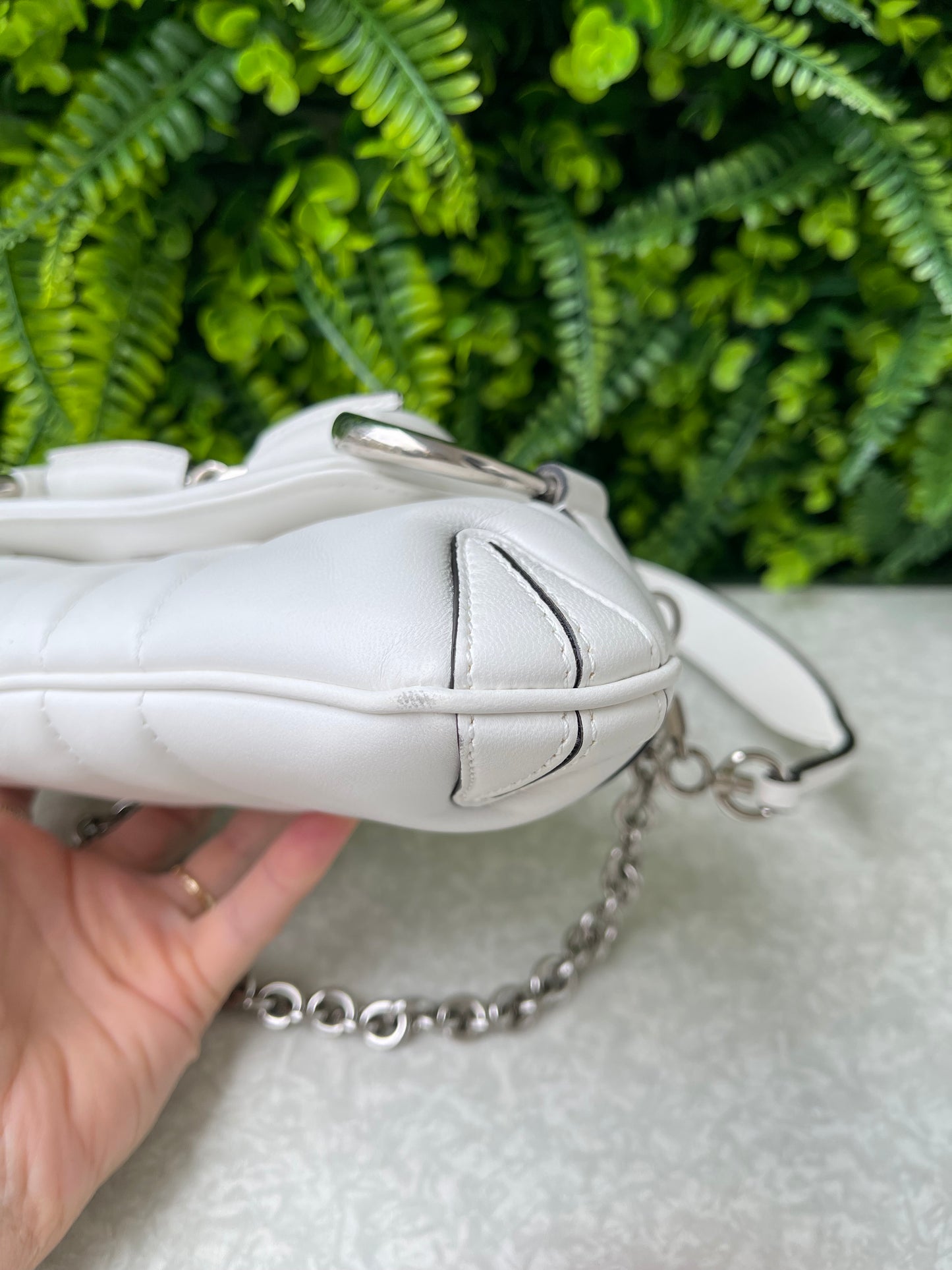 Gucci Horsebit Chain Leather Small Branca