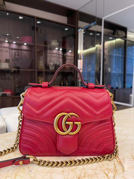 Gucci Marmont Mini Top Handle Vermelha