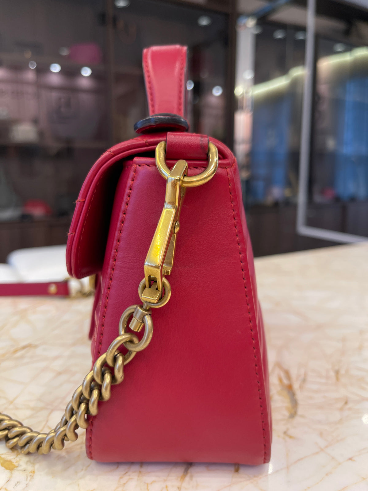 Gucci Marmont Mini Top Handle Vermelha