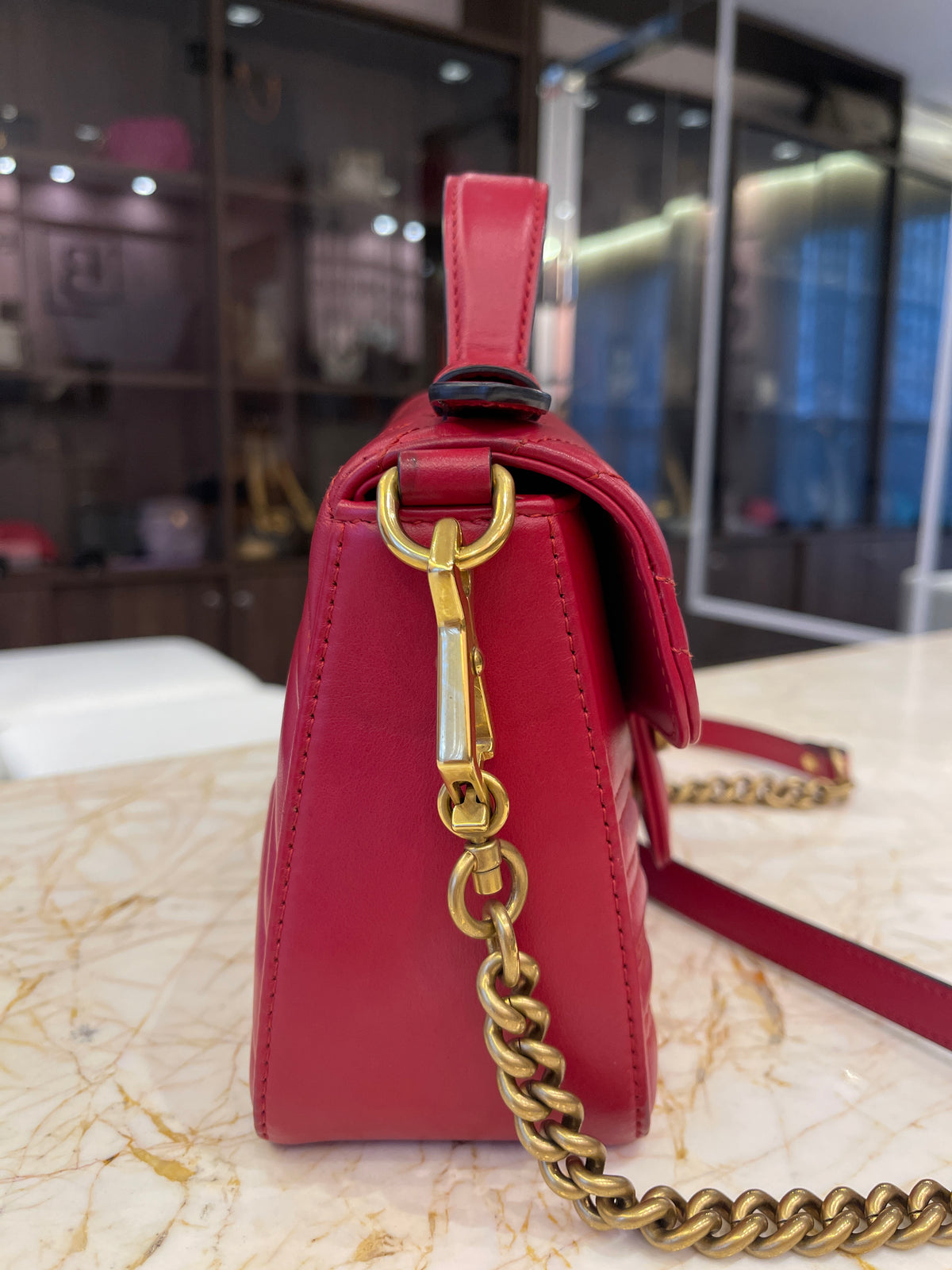 Gucci Marmont Mini Top Handle Vermelha