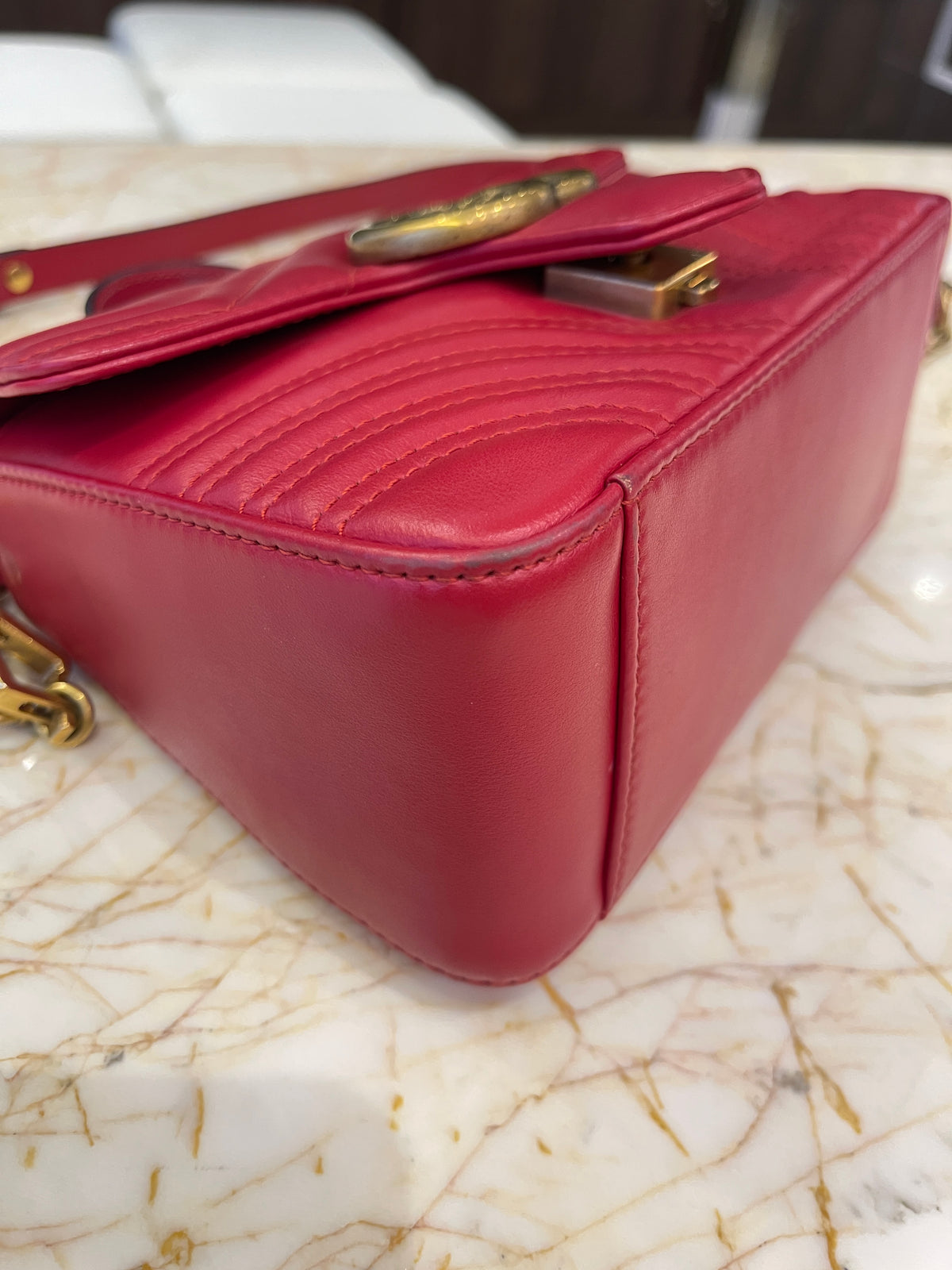 Gucci Marmont Mini Top Handle Vermelha