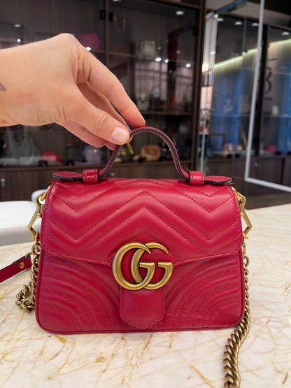 Gucci Marmont Mini Top Handle Vermelha