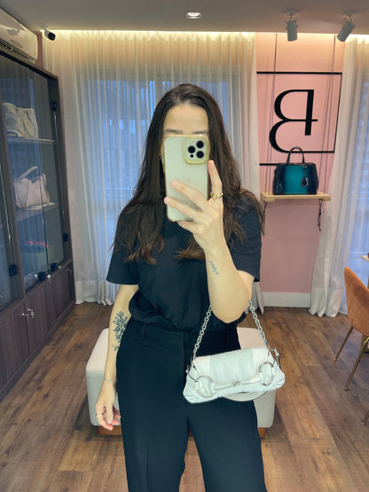 Gucci Horsebit Chain Leather Small Branca