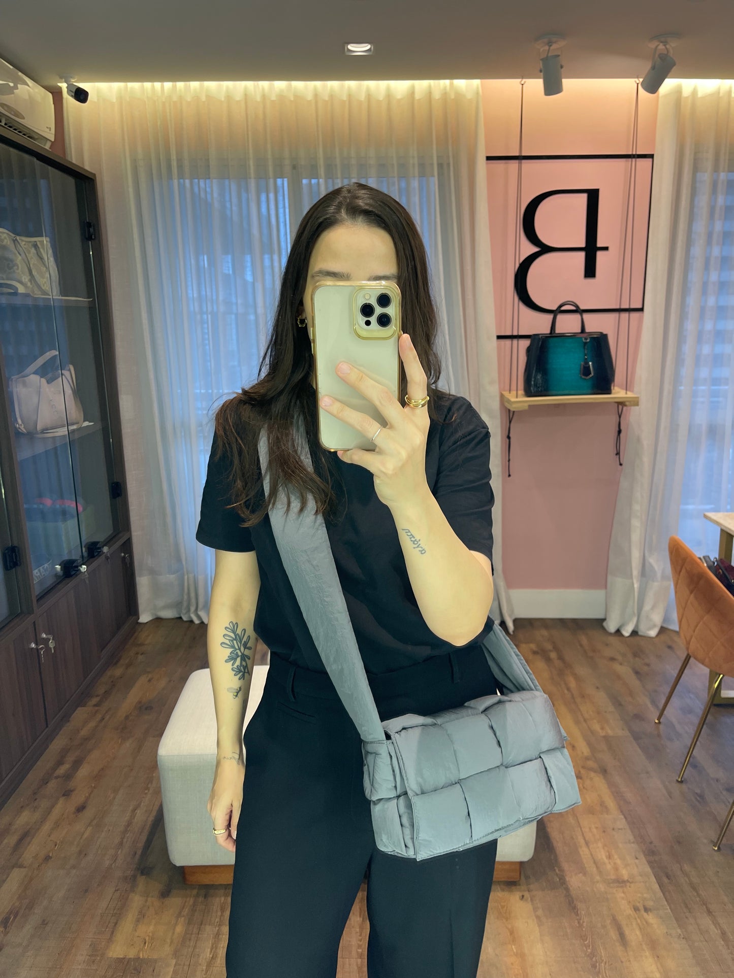 Bottega Veneta Padded Tech Cassette Cinza