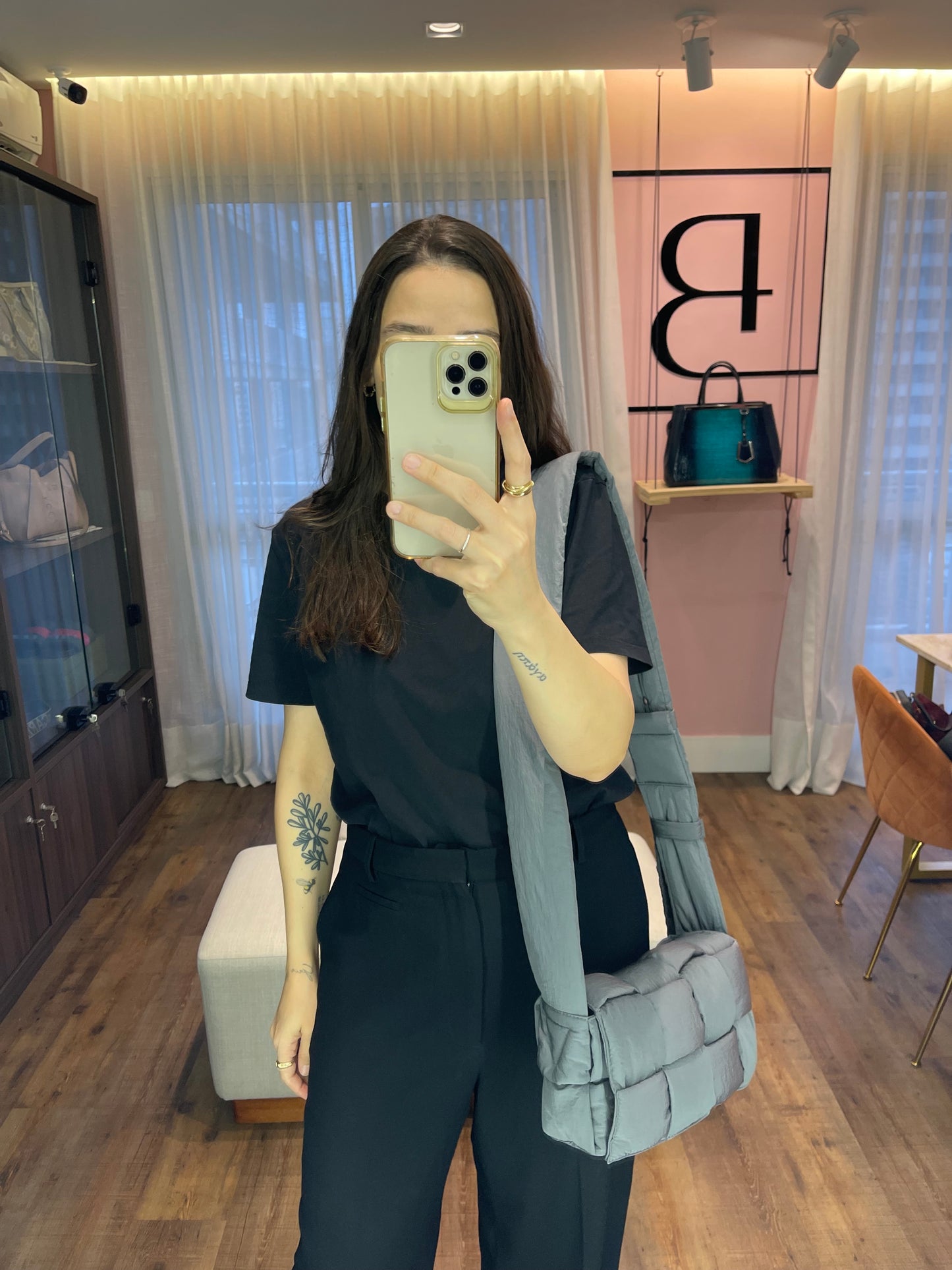 Bottega Veneta Padded Tech Cassette Cinza