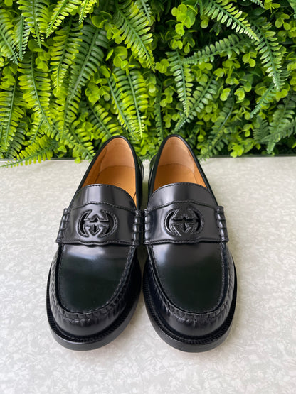 Mocassim Gucci Interlocking G Logo Leather Preto