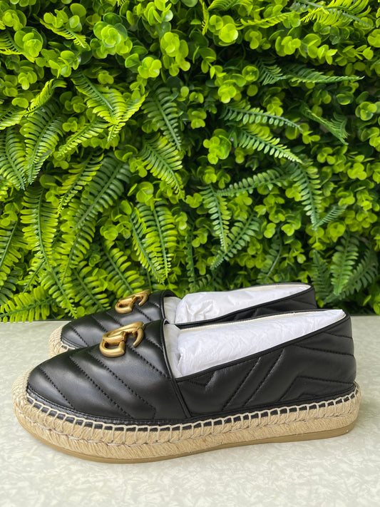 Espadrille Gucci GG Marmont em Couro Matelassê Preto