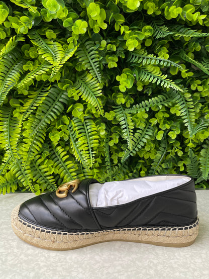 Espadrille Gucci GG Marmont em Couro Matelassê Preto