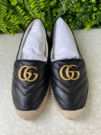 Espadrille Gucci GG Marmont em Couro Matelassê Preto