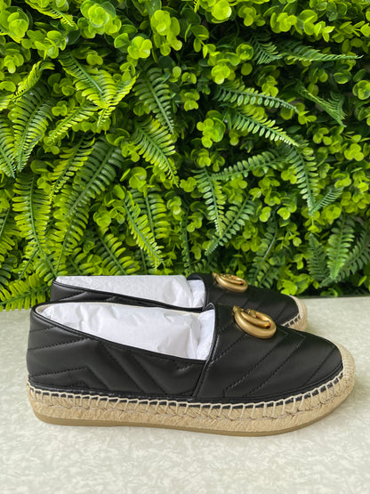 Espadrille Gucci GG Marmont em Couro Matelassê Preto