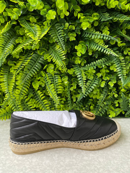 Espadrille Gucci GG Marmont em Couro Matelassê Preto