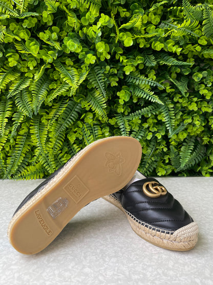 Espadrille Gucci GG Marmont em Couro Matelassê Preto