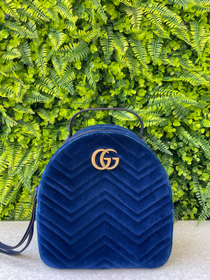 Mochila Gucci Marmont Dome Velvet Azul