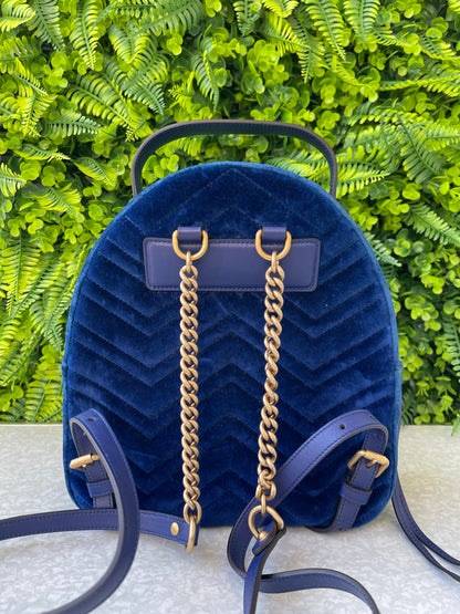 Mochila Gucci Marmont Dome Velvet Azul