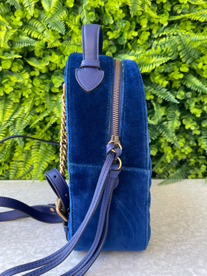 Mochila Gucci Marmont Dome Velvet Azul