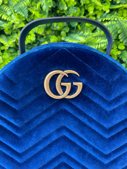 Mochila Gucci Marmont Dome Velvet Azul