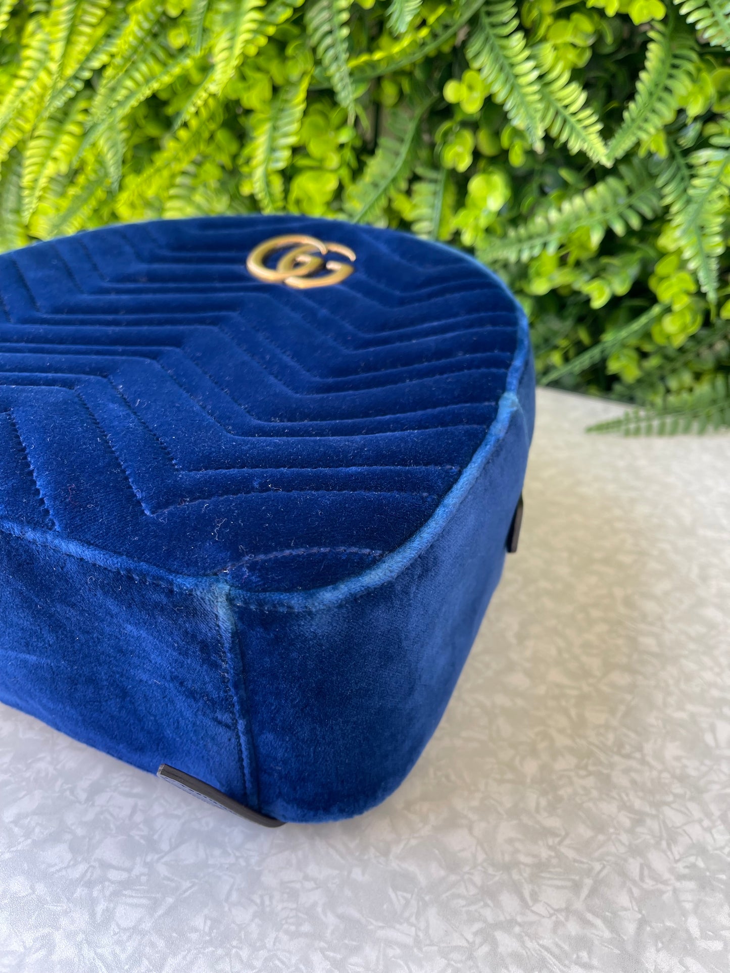 Mochila Gucci Marmont Dome Velvet Azul