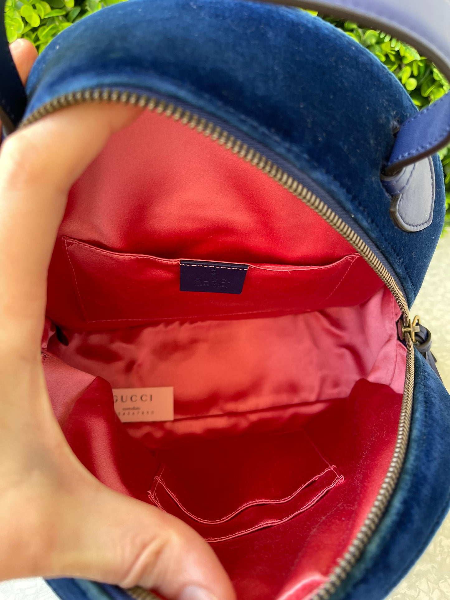 Mochila Gucci Marmont Dome Velvet Azul