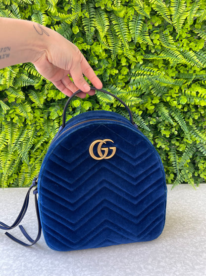 Mochila Gucci Marmont Dome Velvet Azul