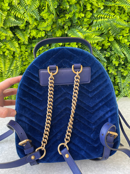Mochila Gucci Marmont Dome Velvet Azul