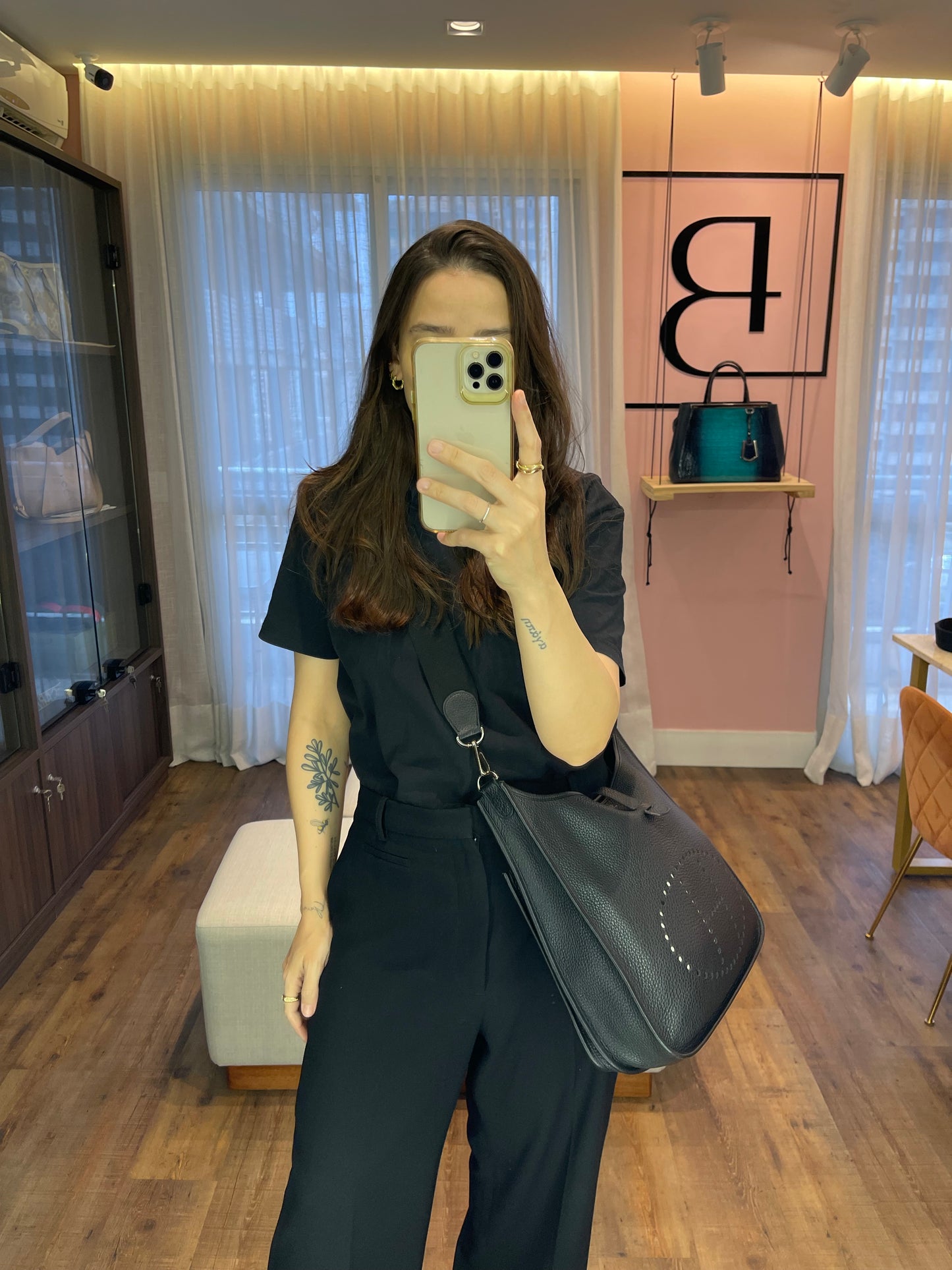 Hermes Evelyne III 29 Em couro Preto