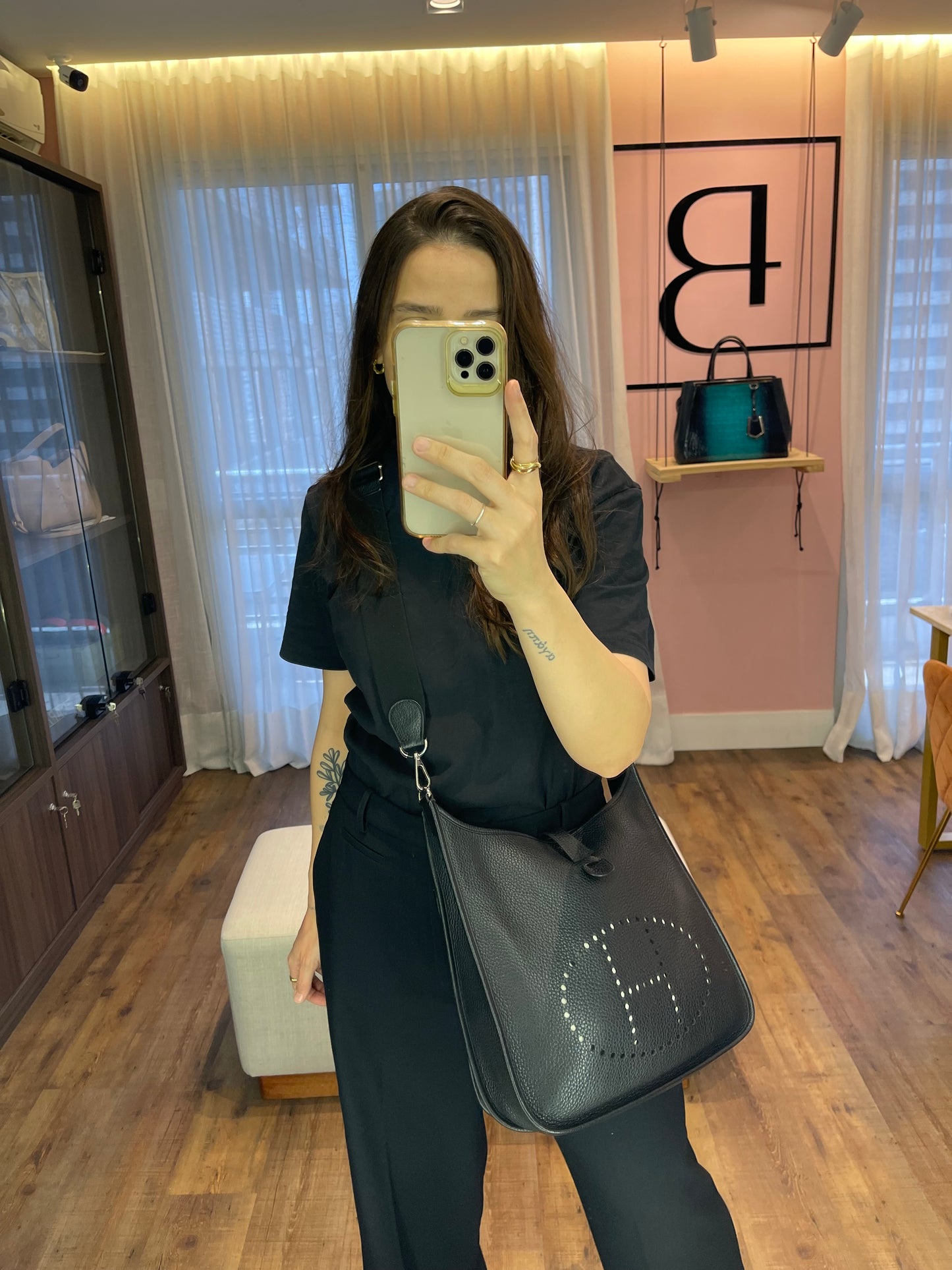 Hermes Evelyne III 29 Em couro Preto