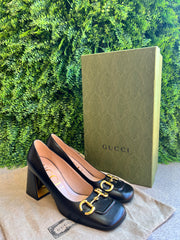 Sapato Gucci Salto Médio Horsebit Preto