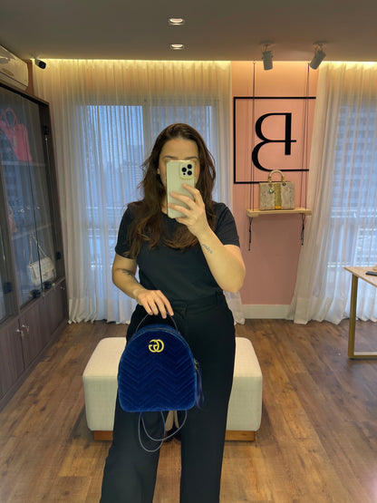 Mochila Gucci Marmont Dome Velvet Azul