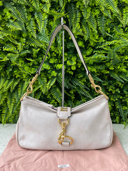Miu Miu Nappa Shoulder Bag Off White