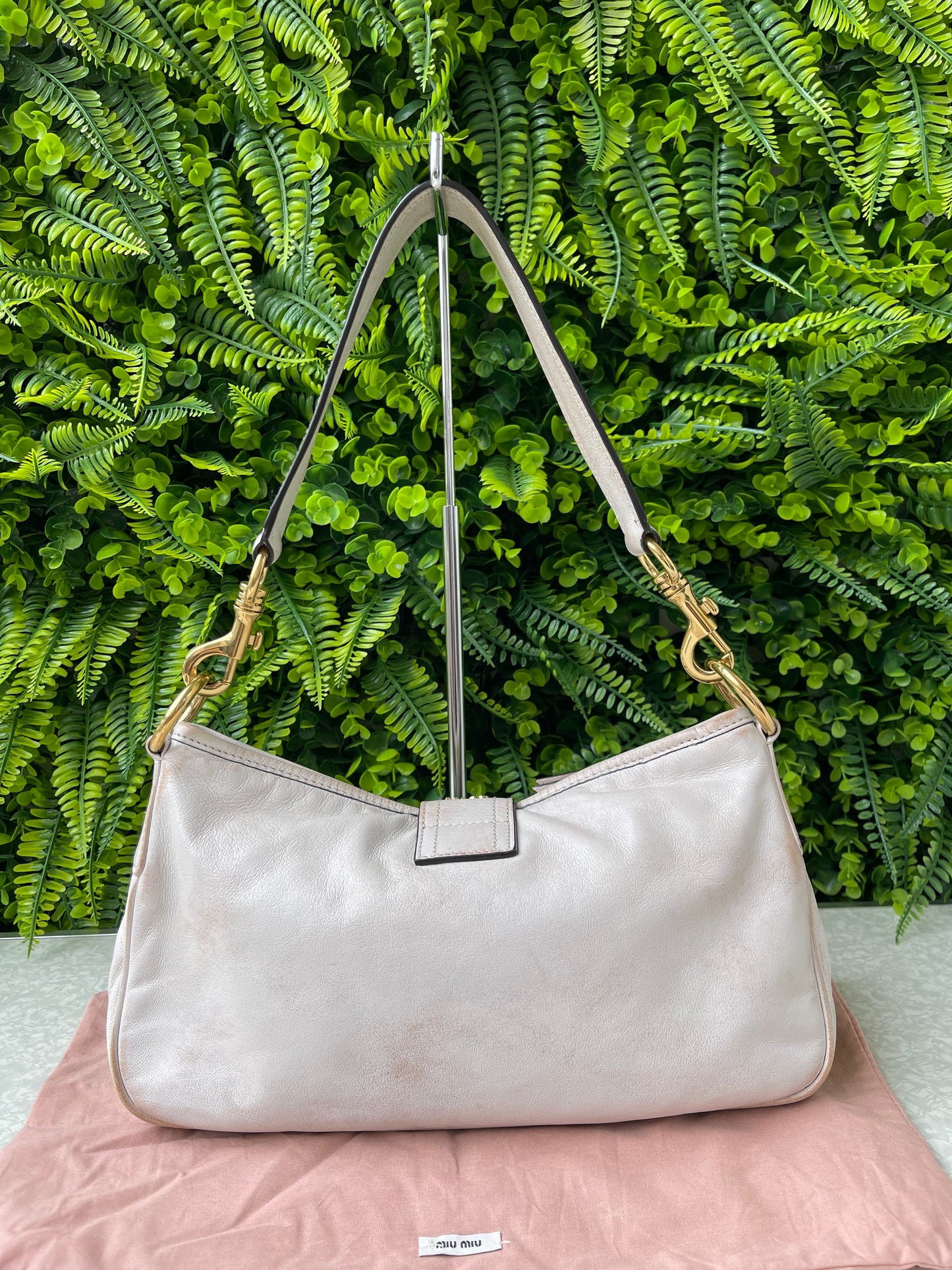Miu Miu Nappa Shoulder Bag Off White