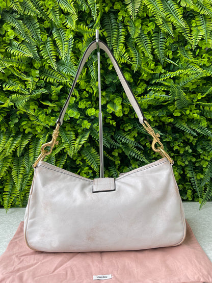Miu Miu Nappa Shoulder Bag Off White
