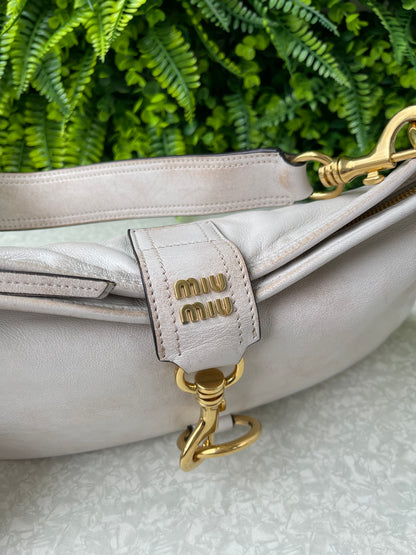 Miu Miu Nappa Shoulder Bag Off White