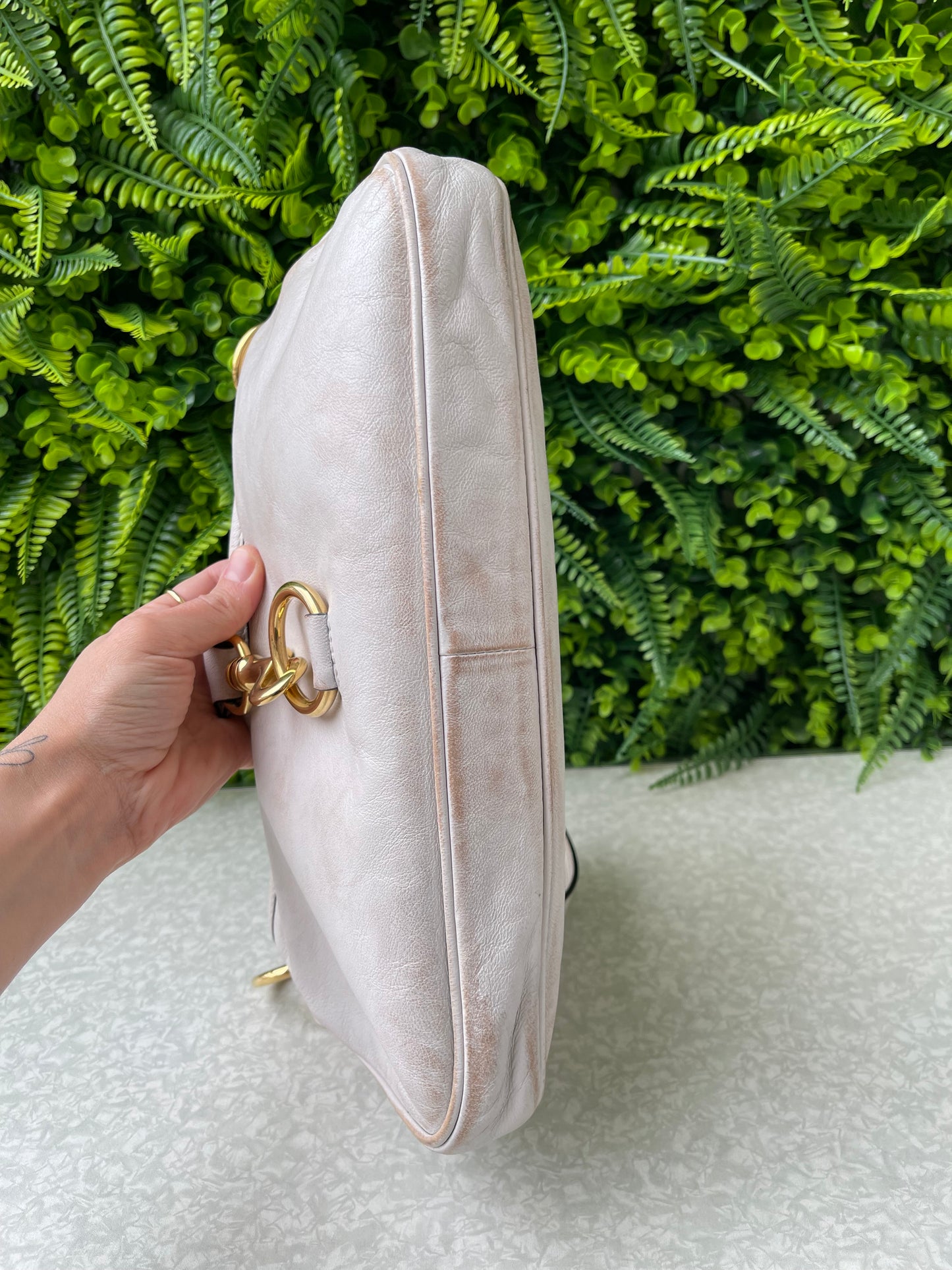Miu Miu Nappa Shoulder Bag Off White