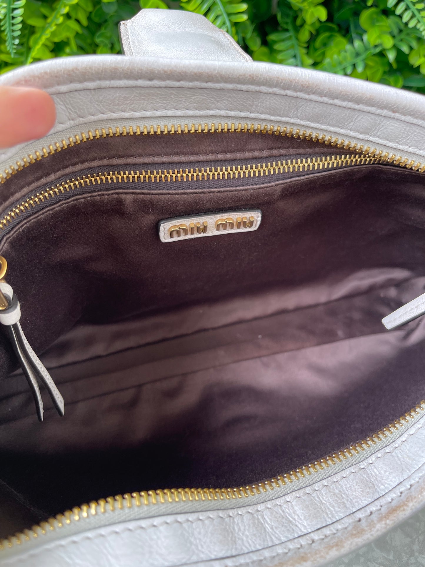 Miu Miu Nappa Shoulder Bag Off White
