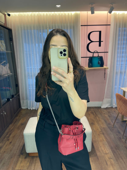 Lancel Mini Bucket em Couro Vermelho