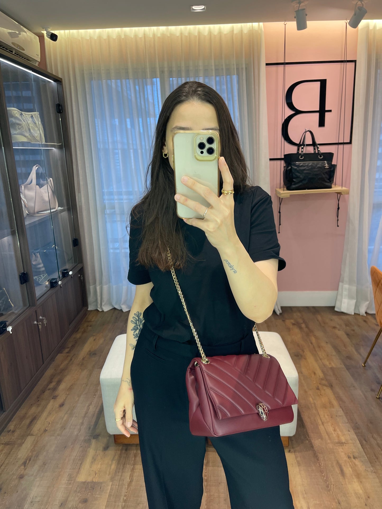 Bvlgari Serpenti Shoulder Bag Vermelha