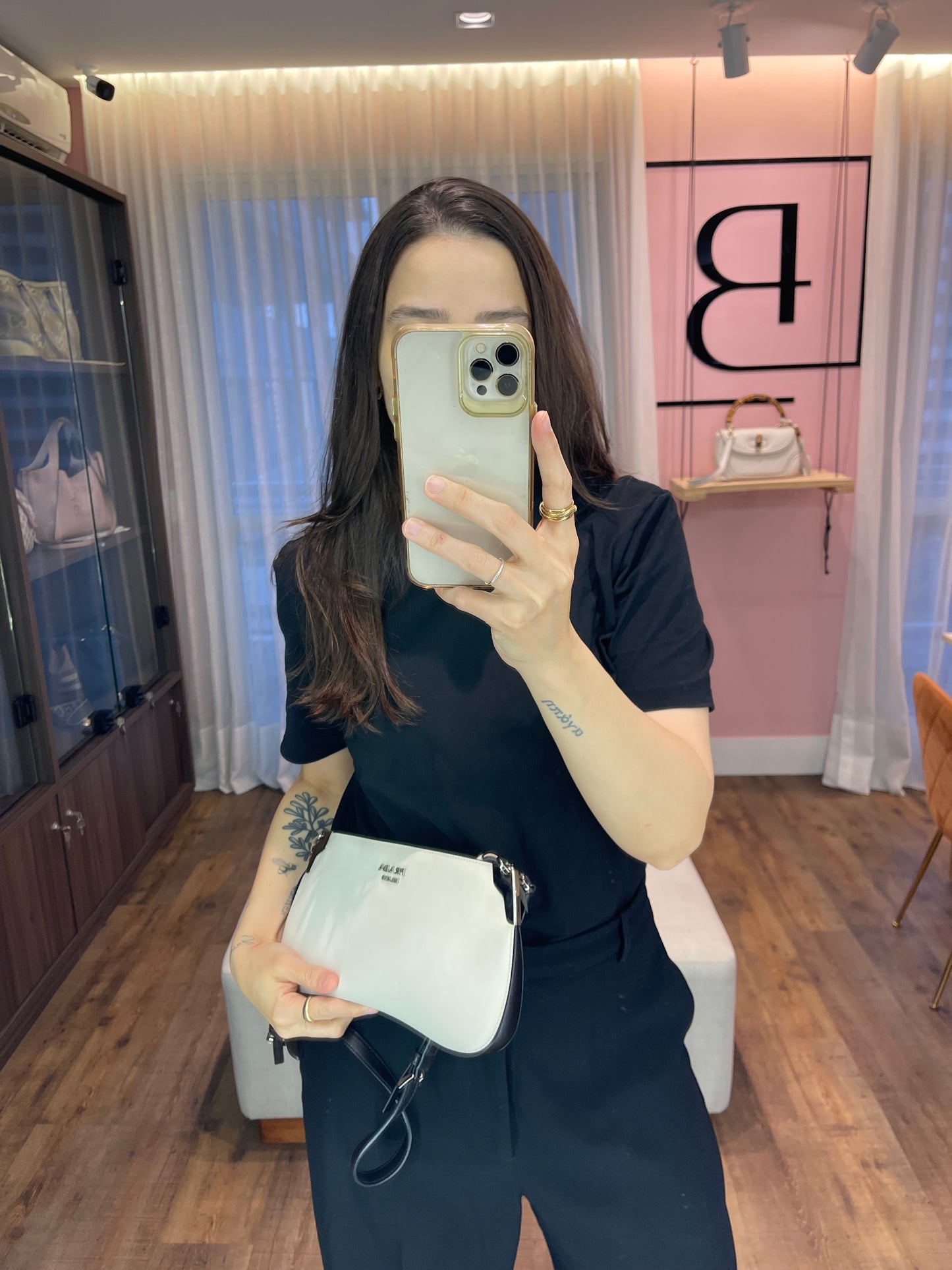 Prada Sidonie Leather Crossbody Branca