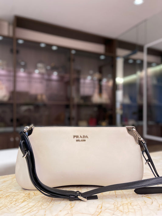 Prada Sidonie Leather Crossbody Branca
