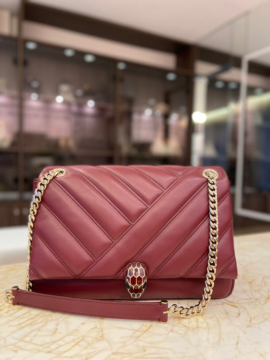 Bvlgari Serpenti Shoulder Bag Vermelha