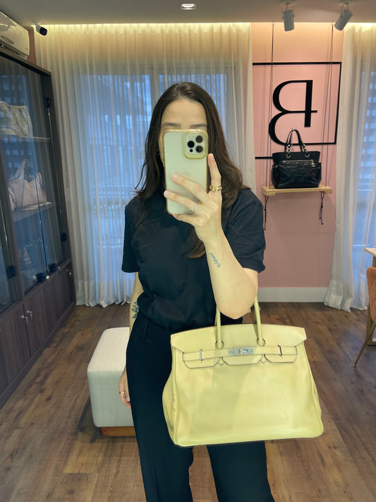 Hermes Birkin 35 em Couro Bege