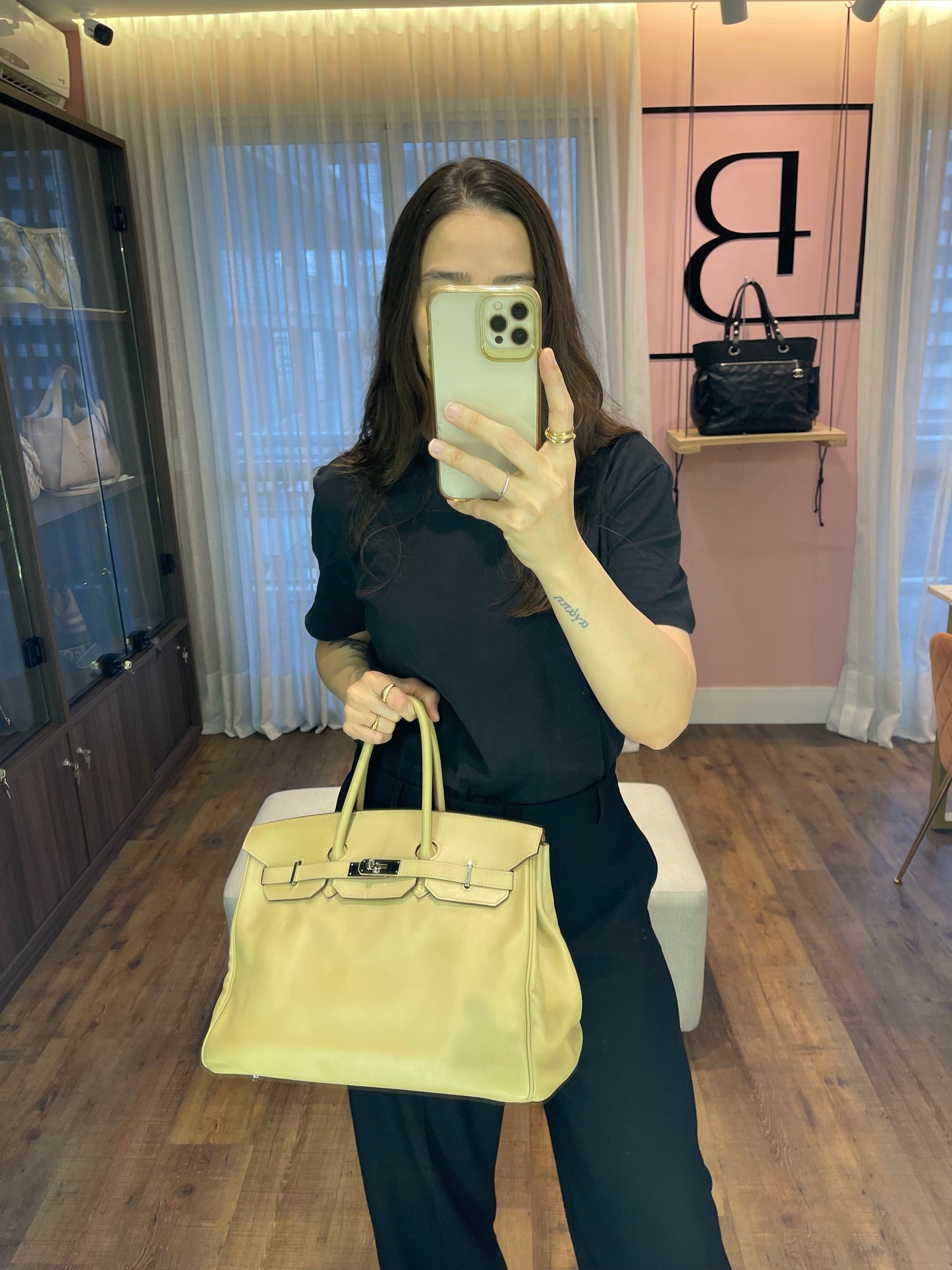 Hermes Birkin 35 em Couro Bege