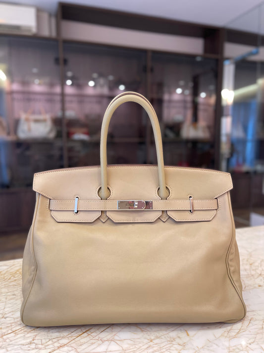 Hermes Birkin 35 em Couro Bege