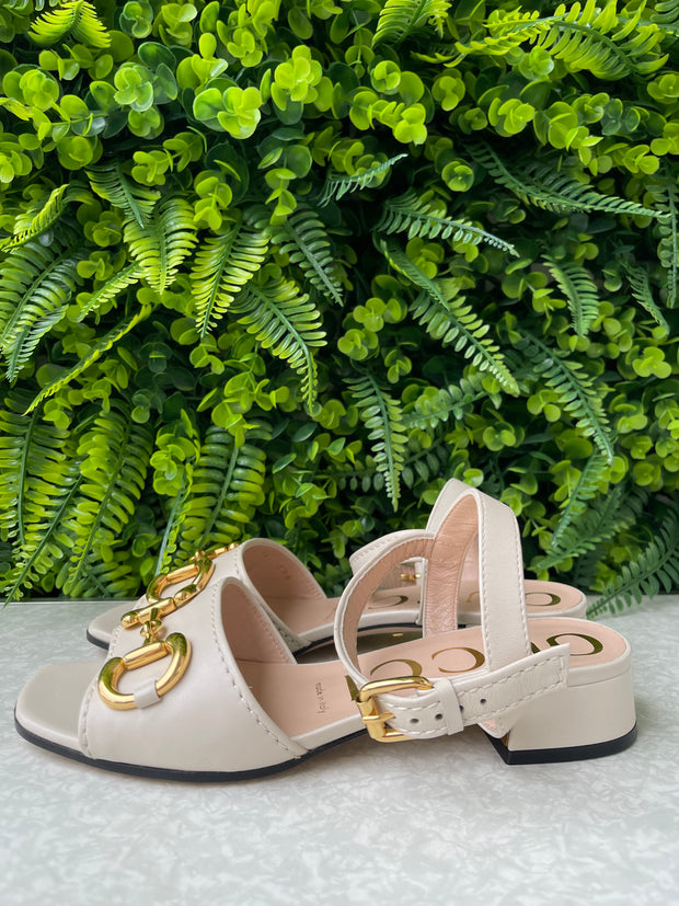 Sandália Gucci Horsebit Off White