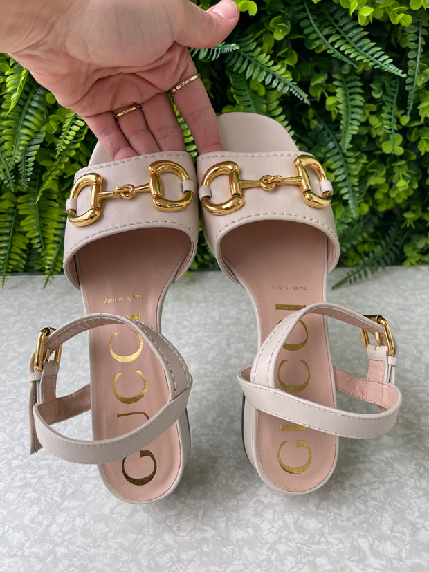 Sandália Gucci Horsebit Off White