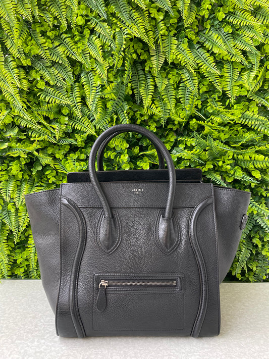 Celine Luggage Tote em Couro Preto