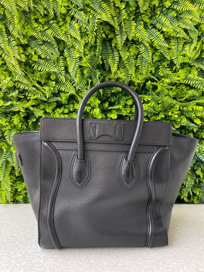 Celine Luggage Tote em Couro Preto